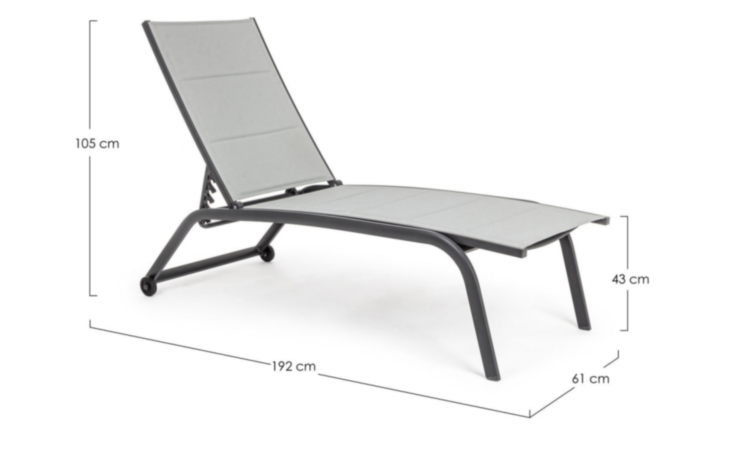Шезлонг CLEOPAS HIGH CHARCOAL ZH11 SUNBED W-WHE